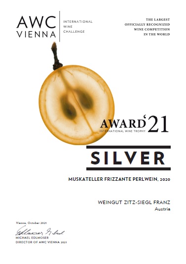 Urkunde Silber Muskateller Frizzante 2020